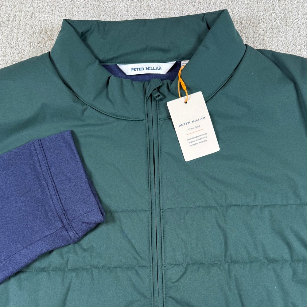 NEW Peter Millar Mens XL Green Merge Fleece Quilted Hybrid Golf Jacket MF25EZ13